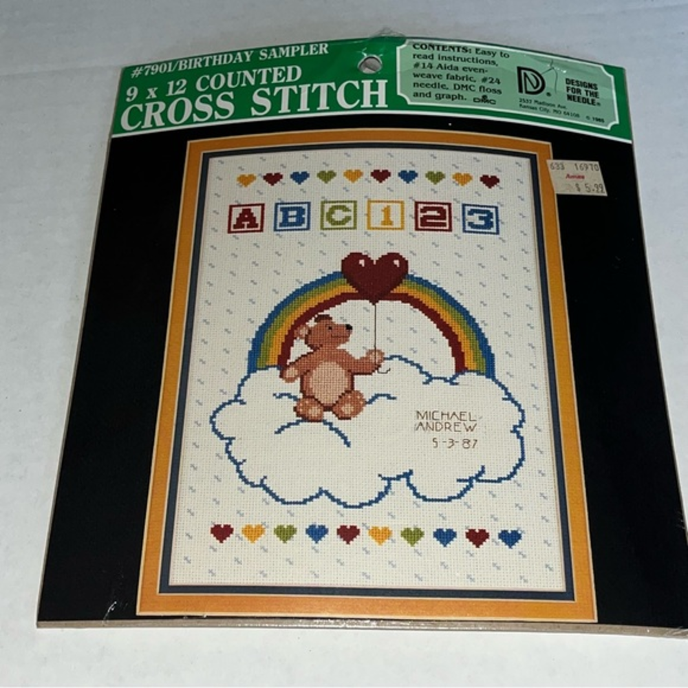 Vintage Designs For‎ The Needle Birthday Sampler Counted Cross Stitch Kit